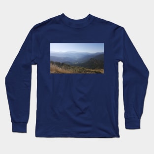 A view of mountains and valley, blue sky and green earth - north Spain road trip. Long Sleeve T-Shirt